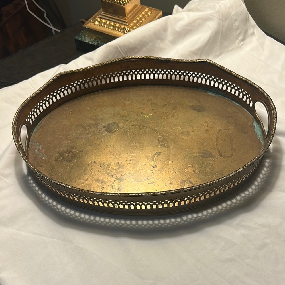 Mottahedeh Brass Gallery Tray in Gold Tone